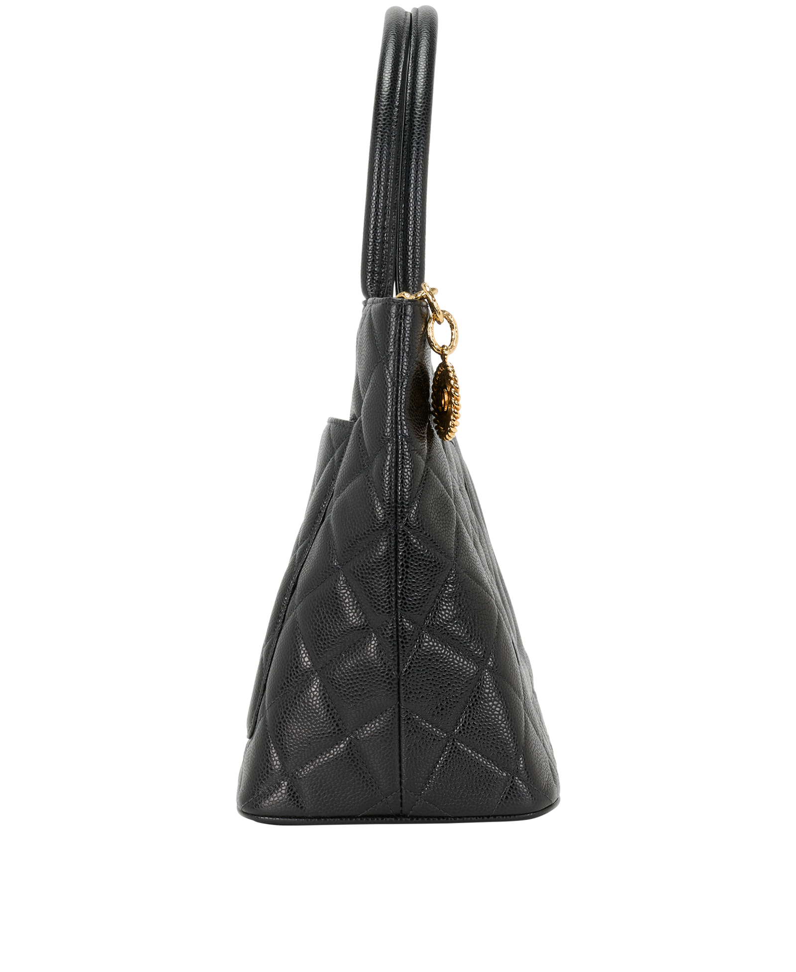 CC Medallion Tote, &pound;2,100, Handbags, Black, Caviar Leather, Side view
